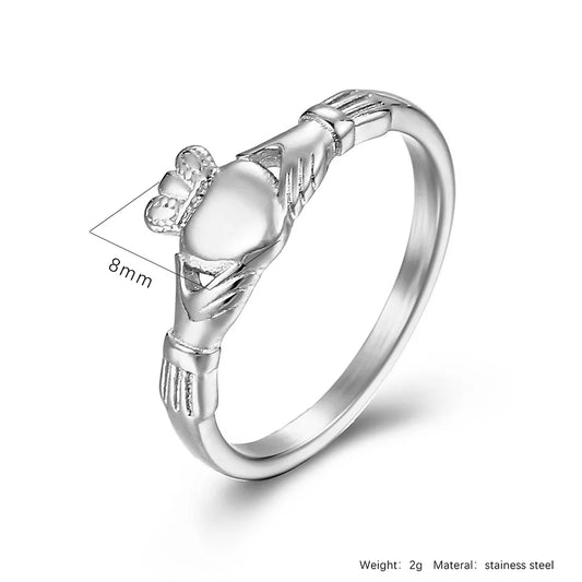 Luckacco New Claddagh Rings Custom His Her Wedding Band Stainless Steel Initial Irish Love Ring for Friend,Friend,Husband,Wife,Lover