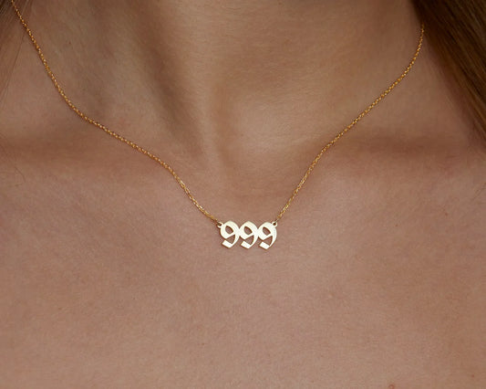 Luckacco Personalized Gold Angel Number Necklace Lucky Number 111 222 333 444 555 666 777 888 999 Silver Number Pendant Gift for Her