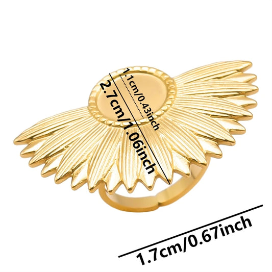 Luckacco Oval Square Leaf Heart Sun Base Open Adjustable Ring DIY Rhinestone Oil Drop Stainless Steel Rings For Women Men Jewelry Bagues