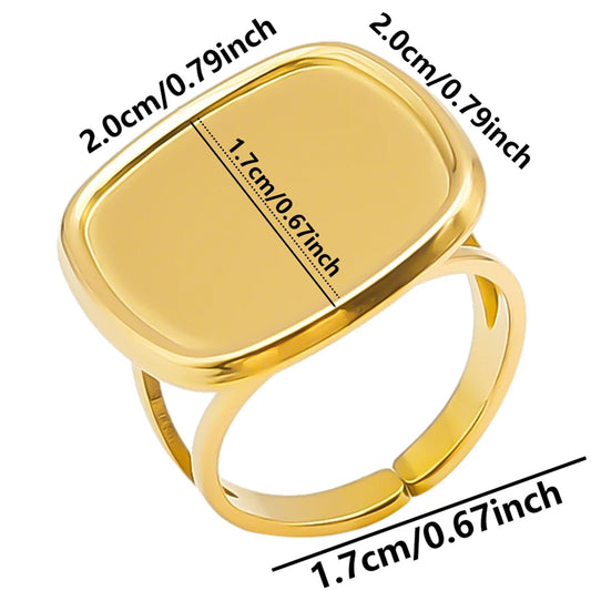 Luckacco Oval Square Leaf Heart Sun Base Open Adjustable Ring DIY Rhinestone Oil Drop Stainless Steel Rings For Women Men Jewelry Bagues