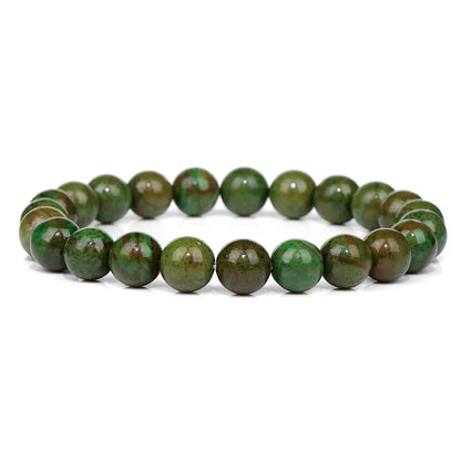 Luckacco Handmade Natural Stone African Stone Beads Bracelet Men Yoga Mala Jewelry Green Moss Agates Beaded Bracelet for Women Men