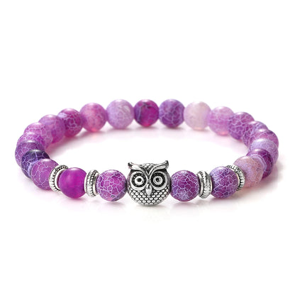 Luckacco Vintage Owl Charm Bracelets & Bangles For Men Women Natural Lava Stone Malachite Beads Couple Bracelets Friendship Jewelry Gifts