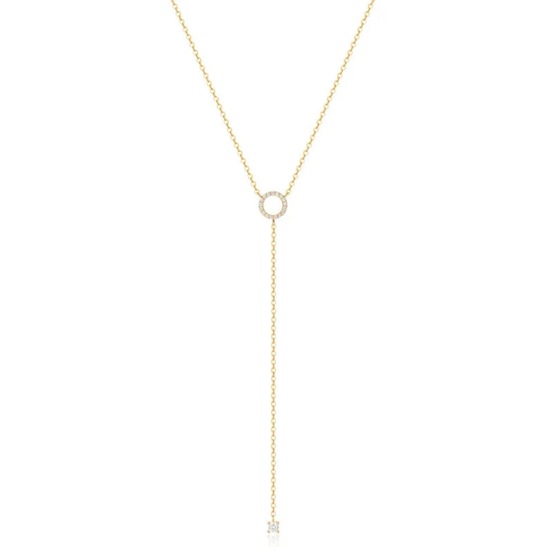 luckacco s925 sterling silver double-deck circle zircon pendant long o-chain choker necklace 2024 spring women wedding fine jewelry
