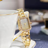Luckacco Luxury Ladies Brand Watches Fashion Dresses Square Crystal Minimalist Design Women Quartz Watch Stainless Steel Skeleton Clock