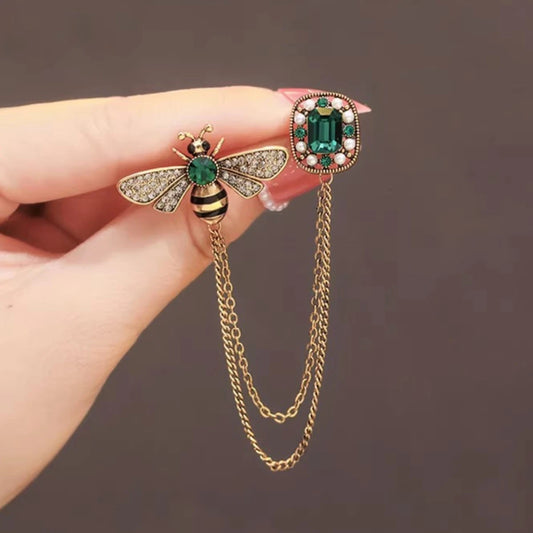 Luckacco 1 Piece Of Bee Crystal Tassel Women's Brooch Sweater With A Unique And Luxurious Design-zt3128