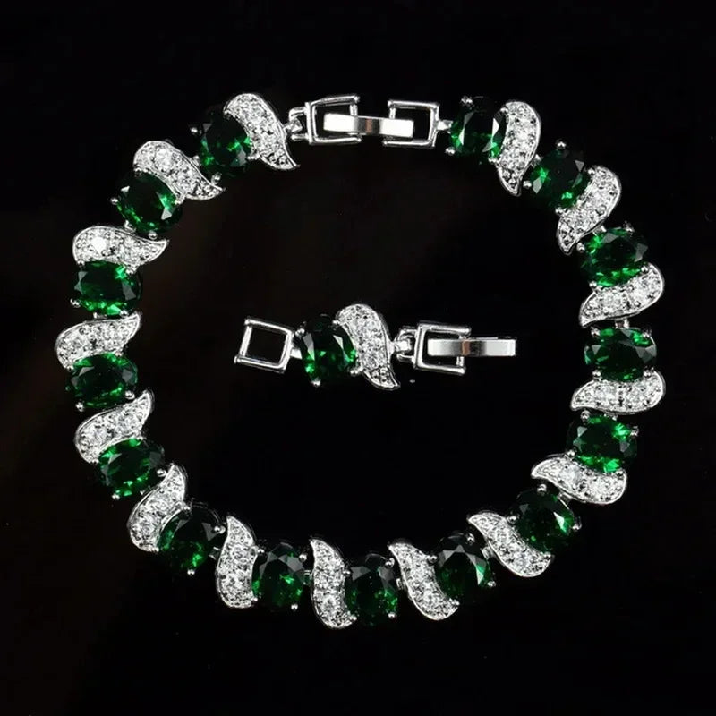 luckacco exquisite shiny tennis ball shape crystal zircon bracelet for women fashion evening party jewelry girls gift