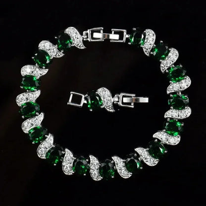 Luckacco Exquisite Shiny Tennis Ball Shape Crystal Zircon Bracelet for Women Fashion Evening Party Jewelry Girls Gift