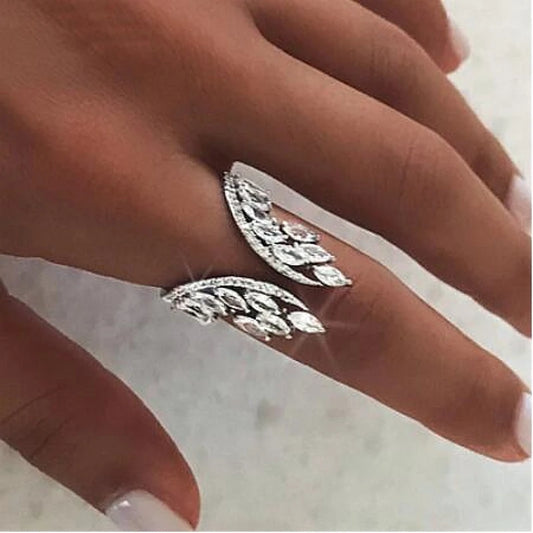 Luckacco Luxury Water Drop Lab Emerald Sapphire Open Ring Exquisite Silver 925 Banquet Finger Rings Valentine's Day Gifts