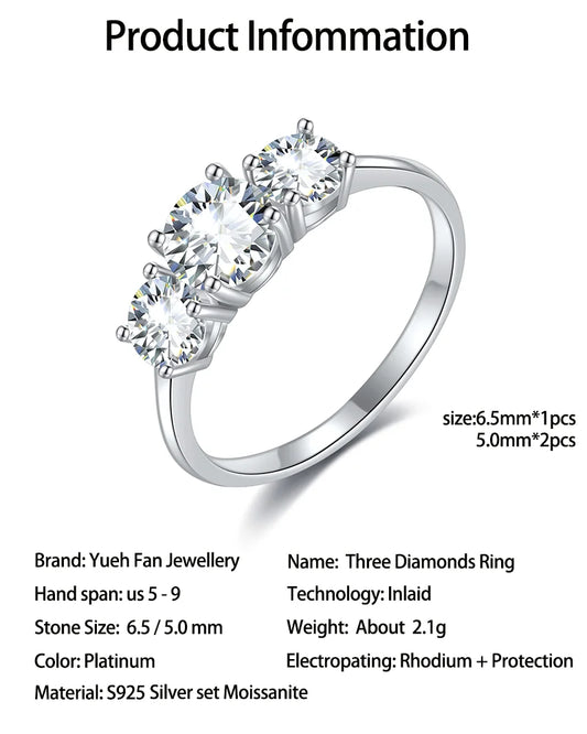 Luckacco Silver Ring With Moissanite 1.6CT D VVS1 Certified Sweet Luxury S925 Rings Jewelry For Women High Design Style Wedding Party