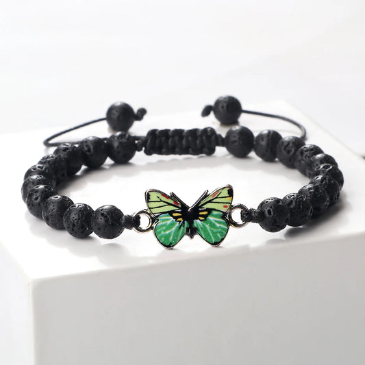 Luckacco Trendy Butterfly Beaded Bracelets For Women Men Natural Stone Beads Chain Bangles Handmade Female Bohemian Party Jewelry Gifts