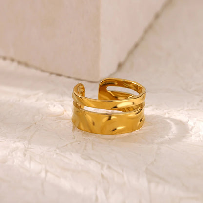 Luckacco Double Heart Rings For Women Gold Color Stainless Steel Open Adjustable Ring Female Fashion Party Wedding Aesthetic Jewelry Gift