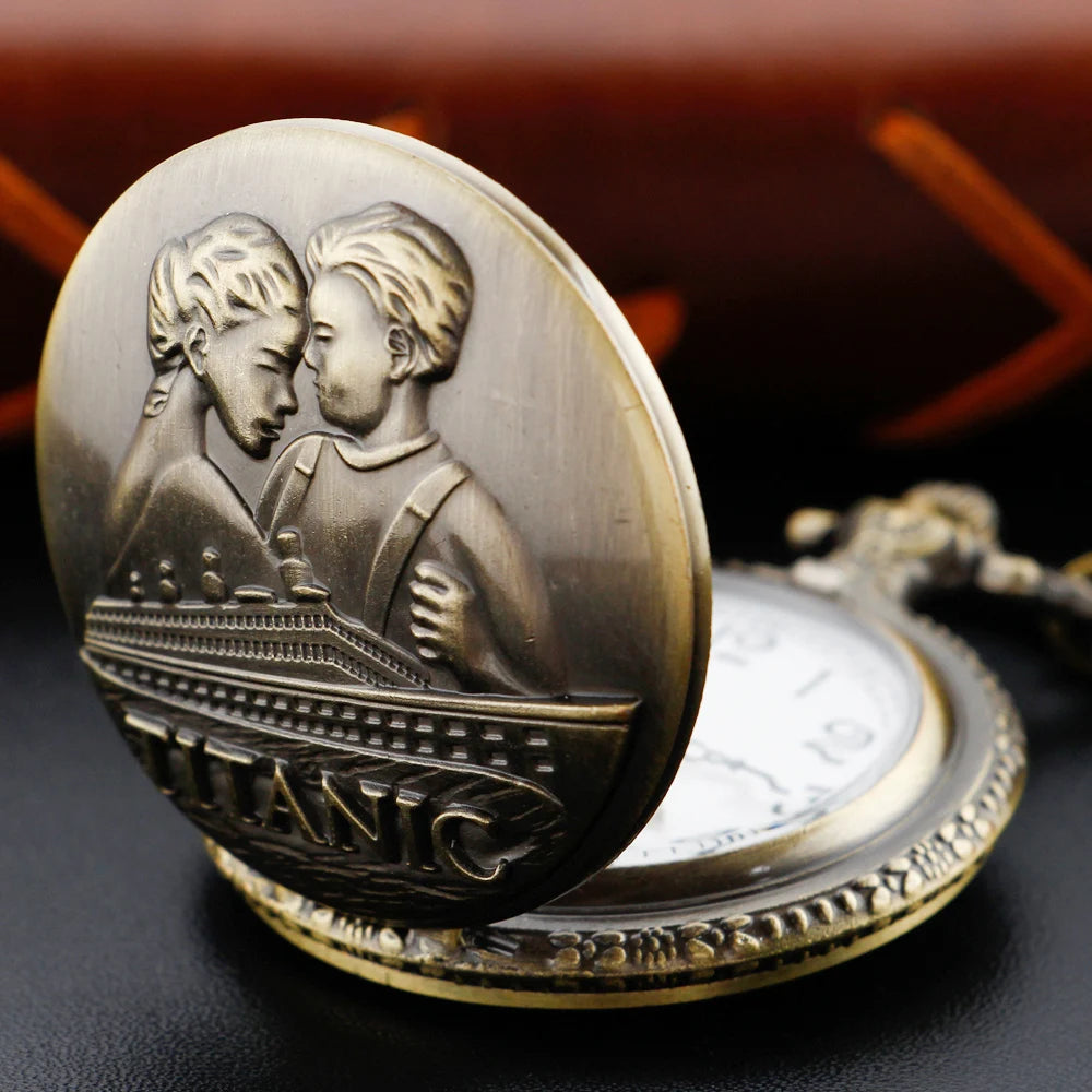 luckacco bronze classic titanic couple love couple versatile quartz pocket watch retro fashion necklace pendant student festival gift