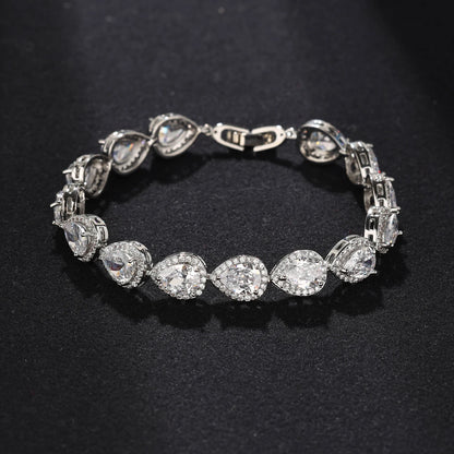 Luckacco Micro inlaid exquisite AAA drop zircon bracelet feminine bridal wedding dress hand ornament