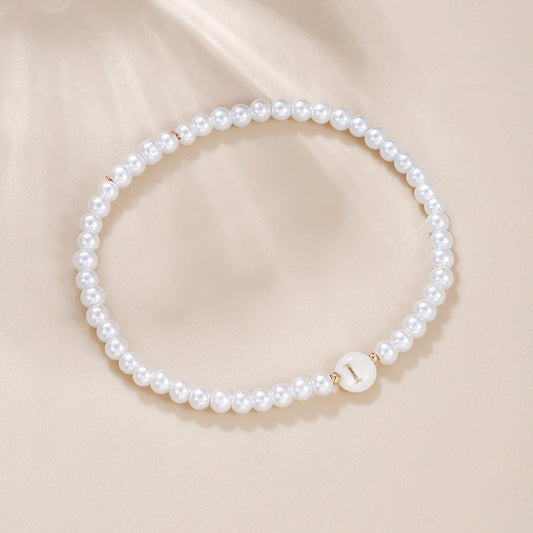 Luckacco New Fashion 26 Letter Bracelet Women Temperament Handmade Simulated Pearl Bead Bracelet For Women Jewelry Gift