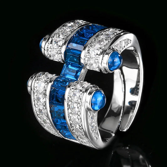 Luckacco New Retro 3*4MM Ruby Emerald Sapphire Rings Lab Diamond Gemstone Cocktail Party Fine Jewelry Female Anniversary Personality Gift