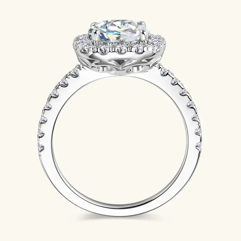 luckacco real 2ct 8mm round moissanite square ring 925 sterling silver luxury brilliant diamond wedding finger rings band for women