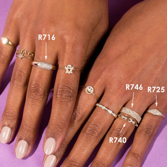 Luckacco Dainty Minimalist Stacking Ring For Women Trend Cubic Zircon Gold Color Crystal Finger Accessories for Female Jewelry Gift R737