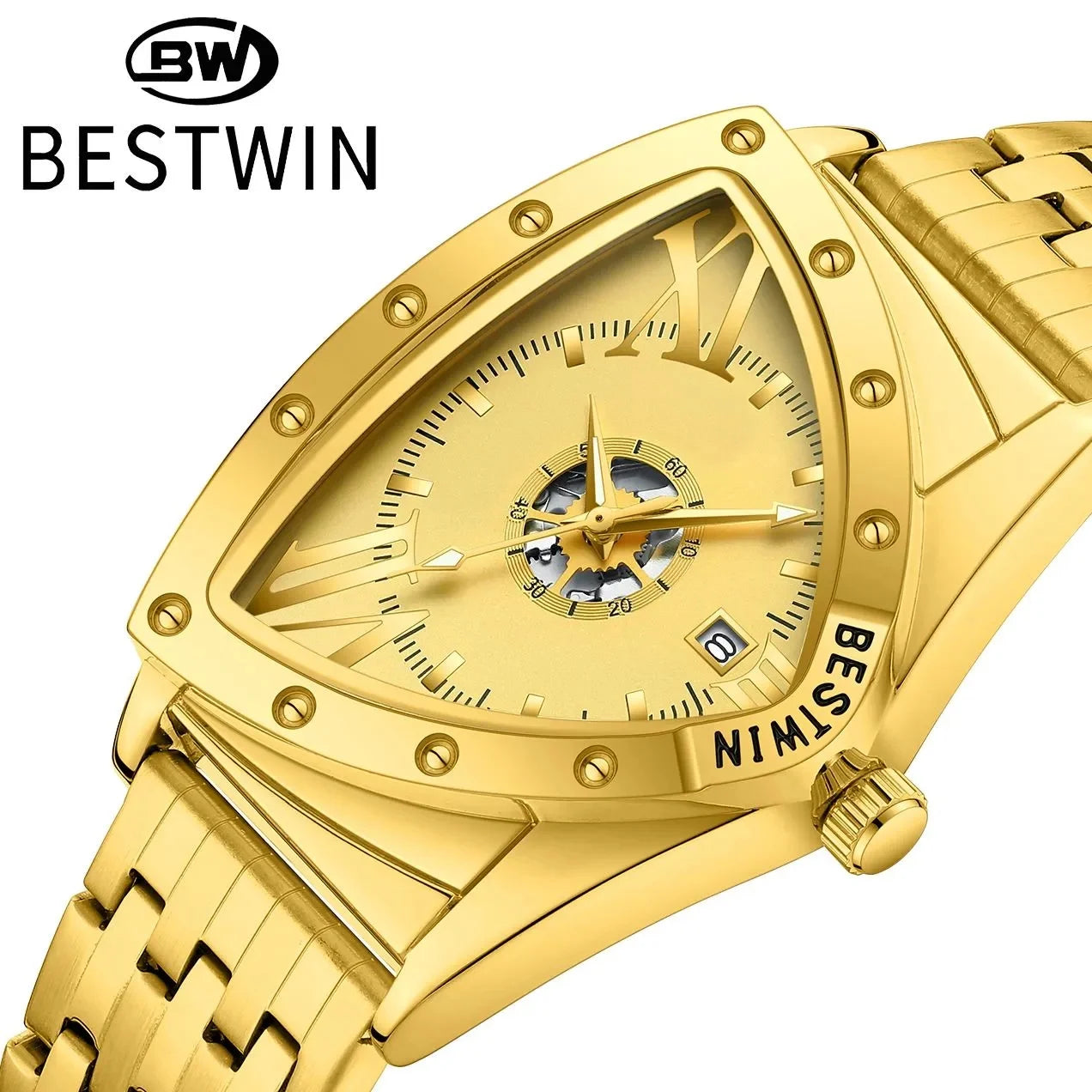 luckacco men watches unique design top brand luxury men's wrist watches quartz wristwatch fashion male clock stainless steel band