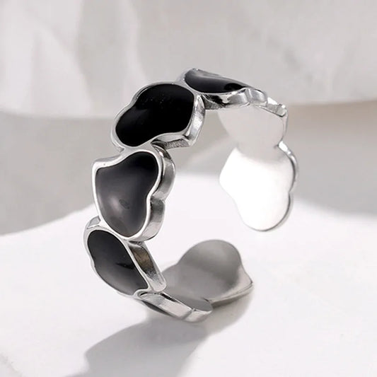 Luckacco Retro Gold Color Double Oil Drip Open Rings for Women Luxury Irregular Adjustable Finger Ring 2025 New Trendy Wedding Jewelry