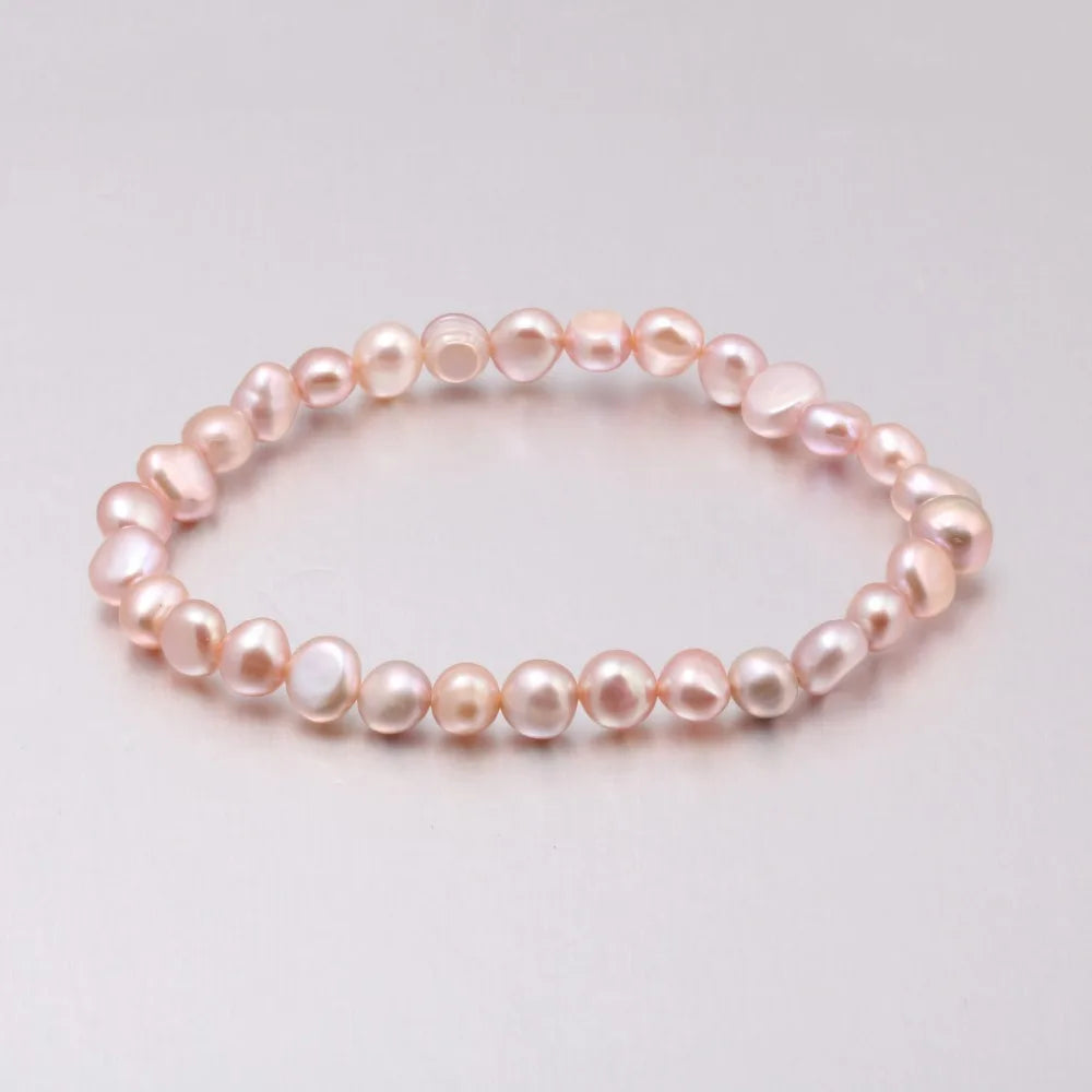 luckacco high quality 6-7 mm freshwater irregular pearl bracelets natural pearl bracelet for women pearl bracelet