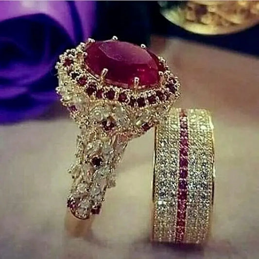 Luckacco Fashion Luxury Princess Ring Set Cubic Zircon Bridal Marriage Elegant Rings for Women Couple Wedding Jewelry Accessories