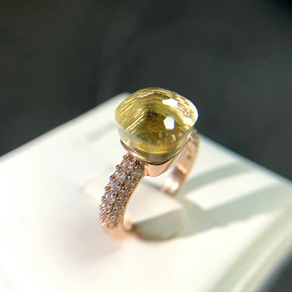 Luckacco Hot Candy Square Ring Inlay Zircon Colorful Crystal Ring For Women Party Fashion Jewelry Gold Plated Blue Topaz Ring Gift