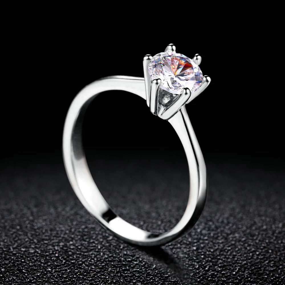luckacco classic 1 carat crystal wedding ring for women zirconia gold color engagement anniversary proposal marriage ring jewelry r174