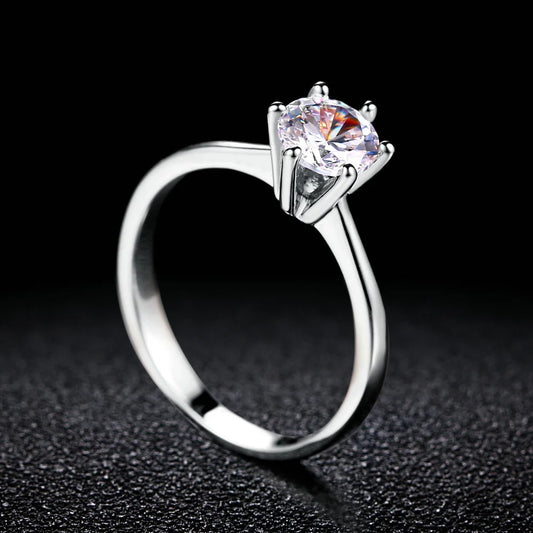 Luckacco Classic 1 Carat Crystal Wedding Ring For Women Zirconia Gold Color Engagement Anniversary Proposal Marriage Ring Jewelry R174