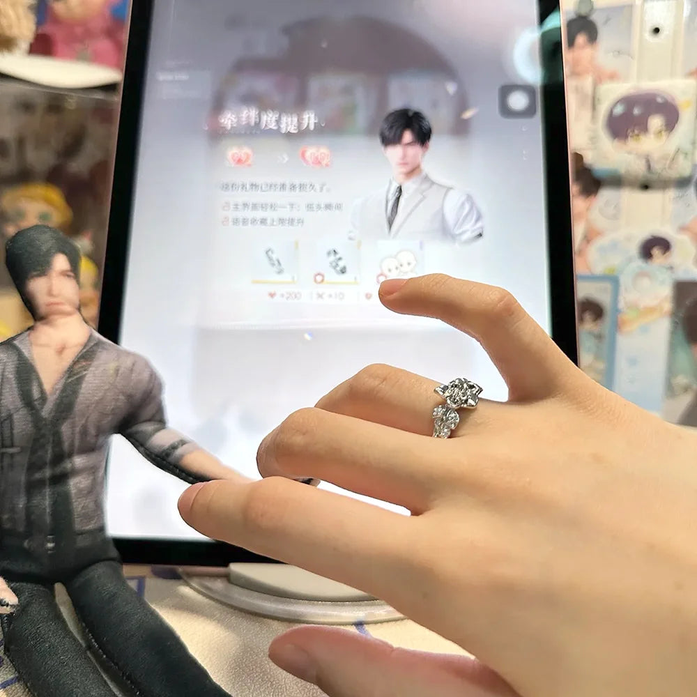 luckacco game love and deepspace rafayel xavier zayne cosplay ring adjustable opening wedding rings couple jewelry accessories gifts