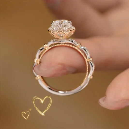 Luckacco Charm Women Silver Color Oval Rings Fashion White Stones Wedding Engagement Bridal Ring Jewelry