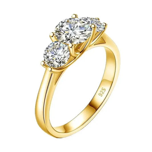 Luckacco 2ct Moissanite Eternity Ring 925 Sterling Silver with Yellow White Gold Plated Lab Diamond Rings For Women Fine Jewelry