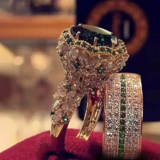 Luckacco Fashion Luxury Princess Ring Set Cubic Zircon Bridal Marriage Elegant Rings for Women Couple Wedding Jewelry Accessories