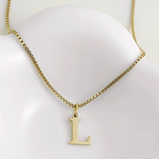 Luckacco Initial necklace letter pendant chamrs stainless steel Necklace jewelry Women's Necklace Box Chain Choker woman trend 2025 gift