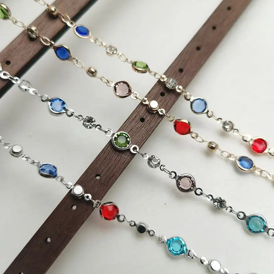 Luckacco Fashion Colorful Crystal Chain Necklace for Women Simple Silver Color Long Y-shaped Clavicle Chain Necklace Party Jewelry Gifts