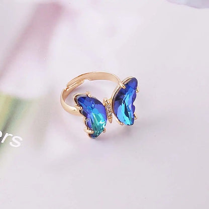 Luckacco Fashion Pink Bowknot Finger Ring Exquisite Sweet Bow-tie Ring Bowknot Adjustable Bowknot Opening Ring Weeding