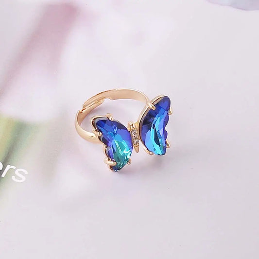 Luckacco Fashion Pink Bowknot Finger Ring Exquisite Sweet Bow-tie Ring Bowknot Adjustable Bowknot Opening Ring Weeding