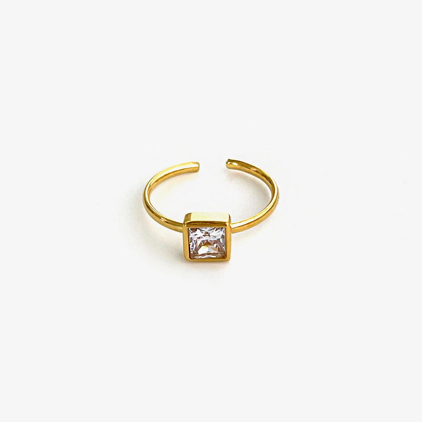 luckacco peri'sbox anti-tarnish white rhinestone square heart flower open rings women trendy multi-layer v-shaped ring wedding party gift