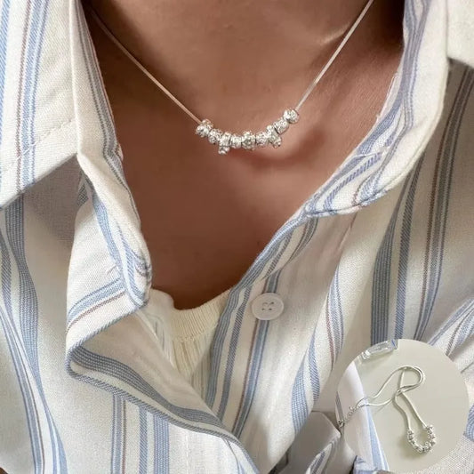 Luckacco PANJBJ 925 Sterling Silver Moonstone Necklace for Women Girl Individuality Geometric Simple Jewelry Birthday Gift