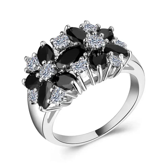 Luckacco Hot Sale Cocktail Party Ring Flower Cubic Zirconia  Valentine's Day Gift  Fashion Jewelry Luxury Rings for Women & Lover