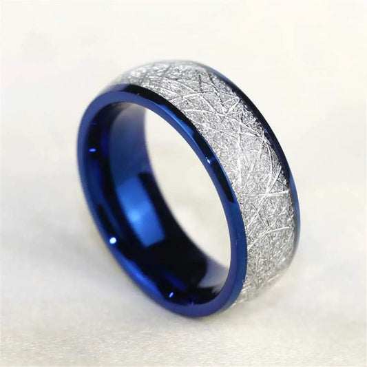 Luckacco Fashion Couple Rings Romantic Women Heart Zircon Stone Rings Set Men's Blue Stainless Steel Ring Wedding Party Jewelry Gifts