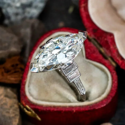 Luckacco Crystal Marquise Cubic Zircon Female Rings Geometric Fashion Contracted Design Wedding Engagement Bands Jewelry for Women