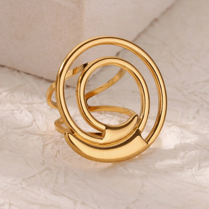 Luckacco Double Heart Rings For Women Gold Color Stainless Steel Open Adjustable Ring Female Fashion Party Wedding Aesthetic Jewelry Gift