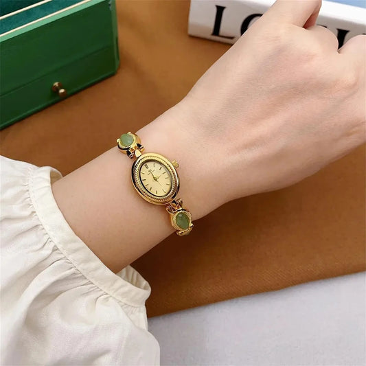 Luckacco BS Bee Sister Quartz Vintage Woman Watch Oval Dial Light Luxury Ladies Wristwatches Fashion Casual Simple Women Watches