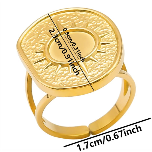 Luckacco Oval Square Leaf Heart Sun Base Open Adjustable Ring DIY Rhinestone Oil Drop Stainless Steel Rings For Women Men Jewelry Bagues