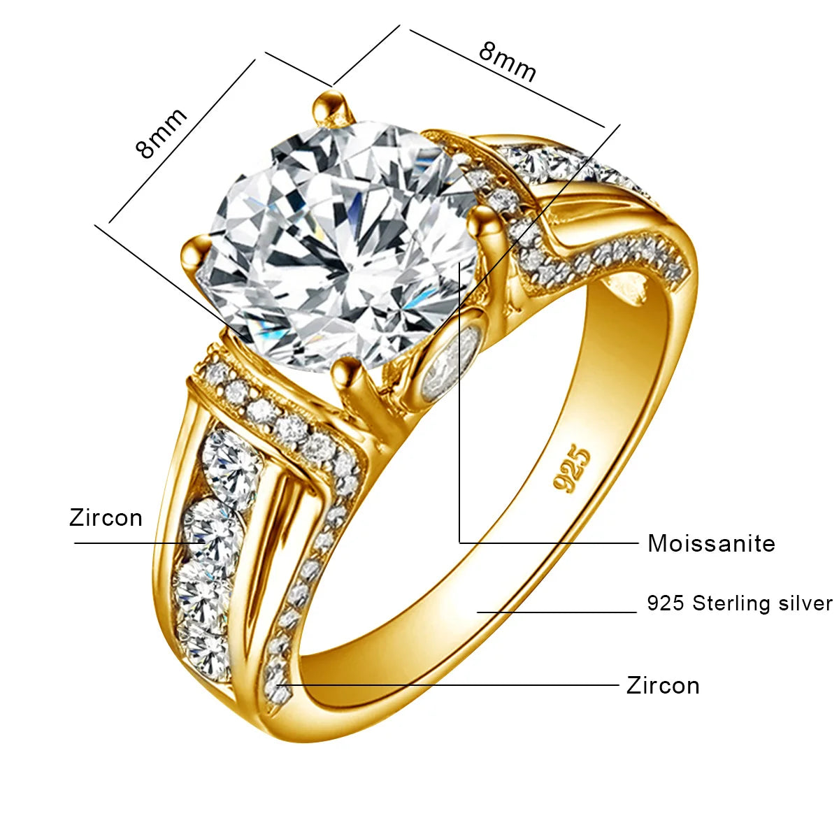 luckacco certified d color vvs1 2ct moissanite diamond ring for women 100% sterling silver good quality wedding jewelry pass diamond test