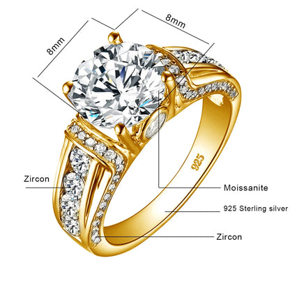 Luckacco Certified D Color VVS1 2ct Moissanite Diamond Ring For Women 100% Sterling Silver Good Quality Wedding Jewelry Pass Diamond Test