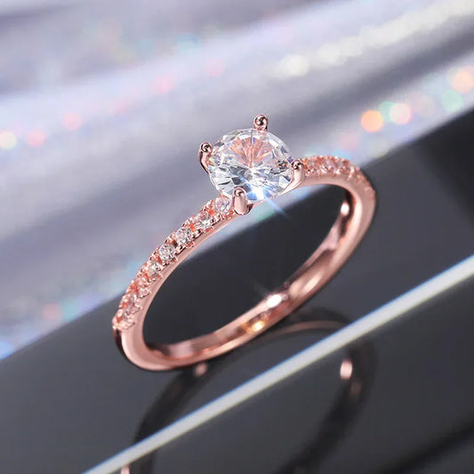 Luckacco Wedding Band Eternity Rings Women Brilliant Round Zirconia Luxury Engagement Rings Thin Elegant Female Jewelry