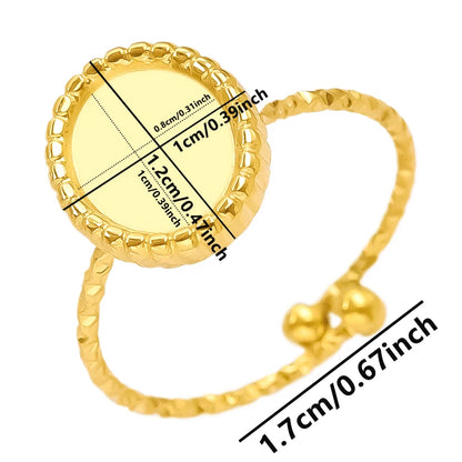 Luckacco Oval Square Leaf Heart Sun Base Open Adjustable Ring DIY Rhinestone Oil Drop Stainless Steel Rings For Women Men Jewelry Bagues