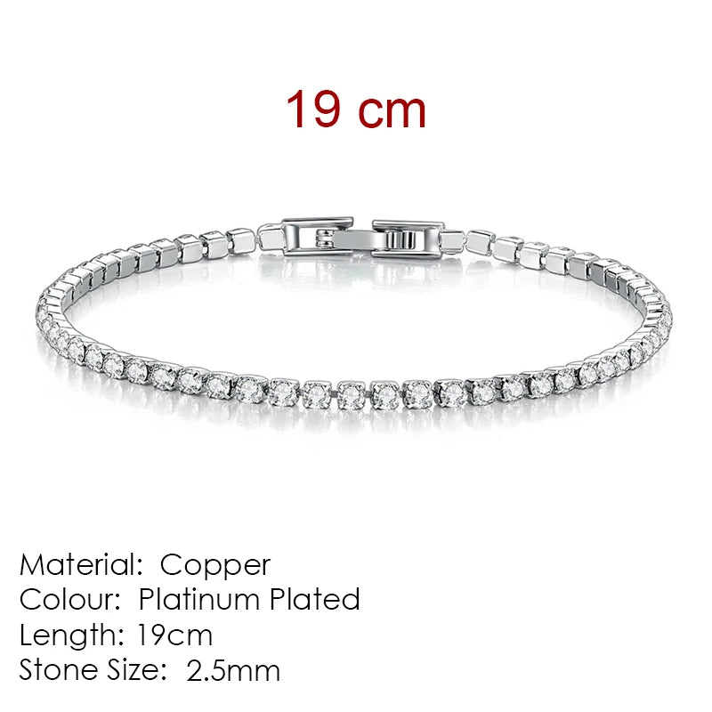 luckacco fashion multicolor tennis bracelet for women 2.5/3/4/5mm zirconia charm designer tennis chain men bracelet wedding jewelry kc128