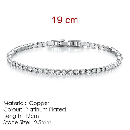 Luckacco Fashion Multicolor Tennis Bracelet for Women 2.5/3/4/5mm Zirconia Charm Designer Tennis Chain Men Bracelet Wedding Jewelry KC128